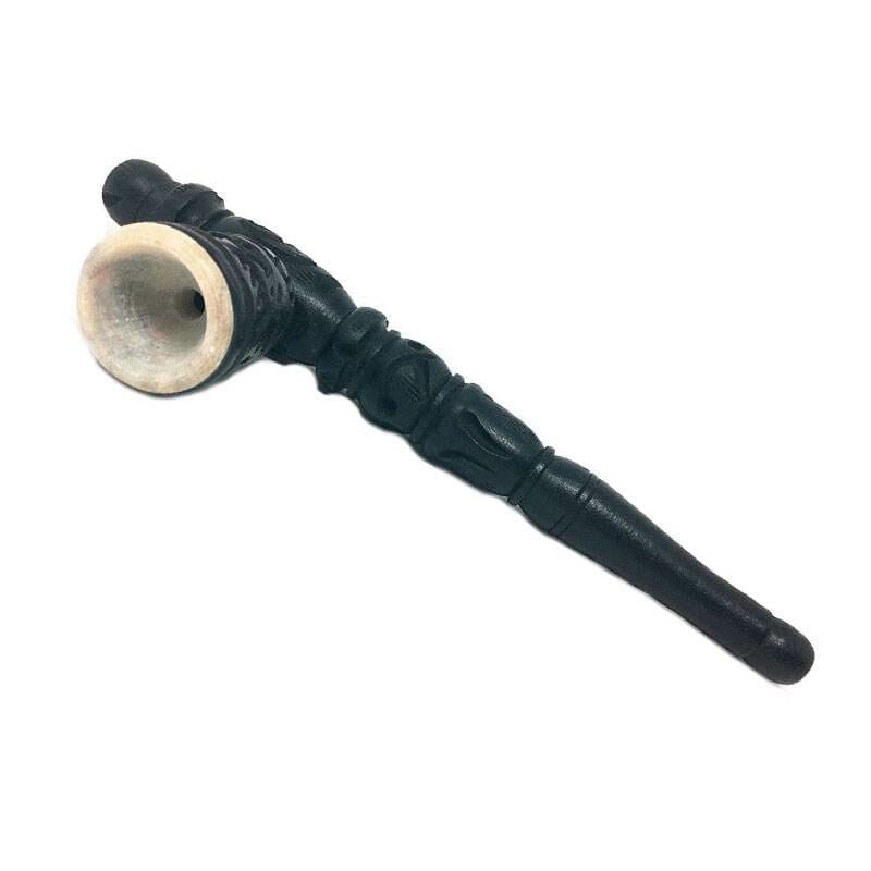 Matchpipe Smoking Tobacco pipe with deep Stone bowl Black 2 in 1 - Image 2