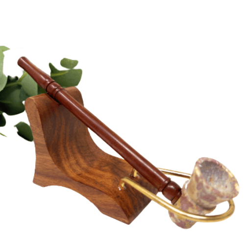 2 pcs Matchpipe  carved sleek marble smoking wood stone pipe 6 inch includes stand