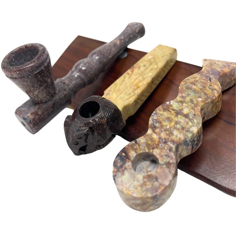 Matchpipe Exclusive set of 3 stonestone herb pipe set 5 inch Vintage , Elepant & fan pipe