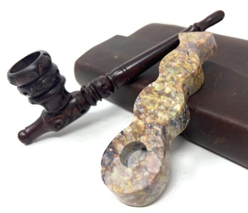 Soapstone pipes wholesale, Wood 5 inches pocket pipe Exclusive set