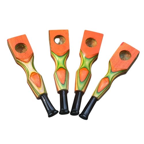 Set of 4 Colorful Wooden Smoking Pipe with Built-In Screen & Filter+brush