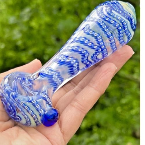 3 Pcs 4' Thick Volcano spiral Glass Pipe + blue sherlock glass pipe & 3’ Glass Pocket Pipe SET + Screens - Image 3