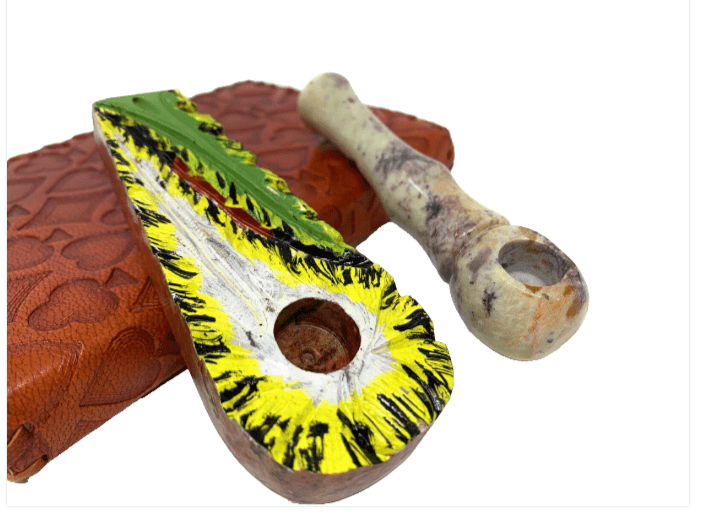 Matchpipe Exclusive 2 pcs 4 Inch Soapstone Pipe – Hand Carved Natural Stone Hand Pipe