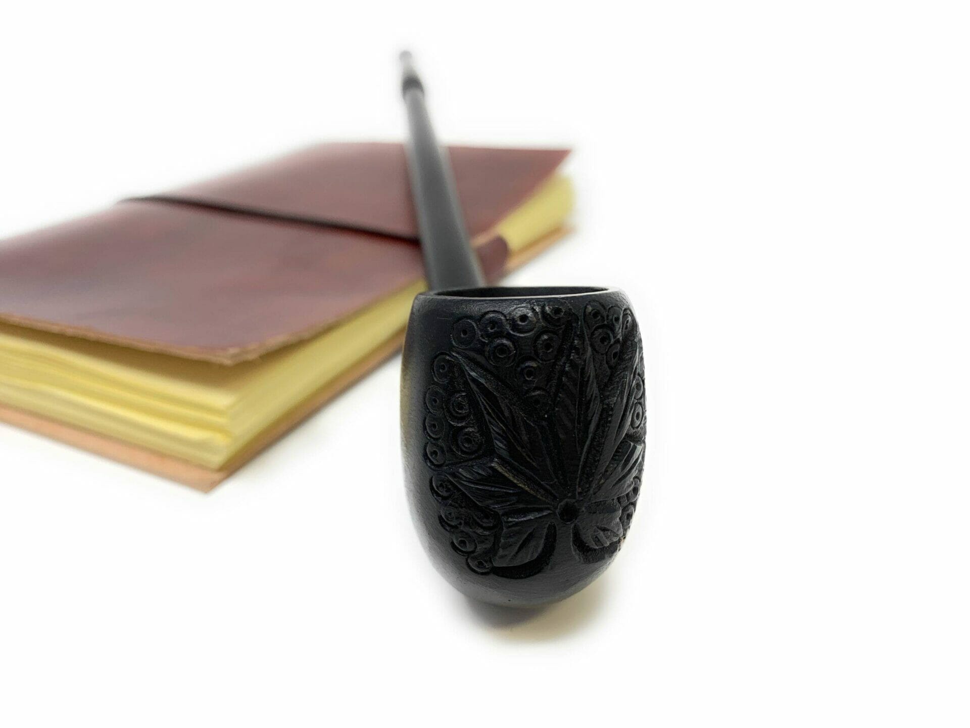 Matchpipe Handcrafted Black Maple Leaf 11 inches Long Churchwarden Tobacco Pipe Pearwood Long stem Deep Bowl - Image 11