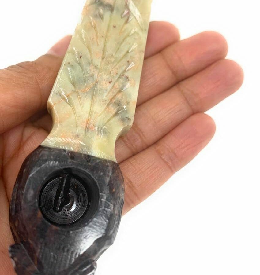 Matchpipe 4 inch carved Elephant stone marble smoking tobacco pipe