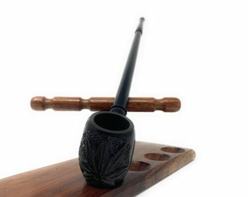 Matchpipe Handcrafted Black Maple Leaf 11 inches Long Churchwarden Tobacco Pipe Pearwood Long stem Deep Bowl - Image 15