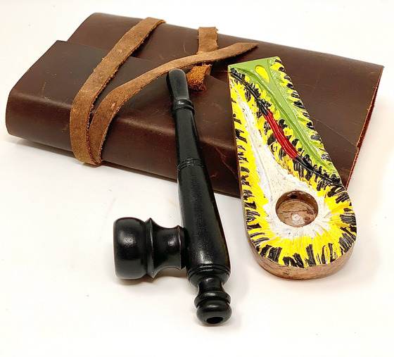 Matchpipe Special - 2 Smoking pipe gift set -4 inch stone pipe & 5 inch ebony wood pipe set
