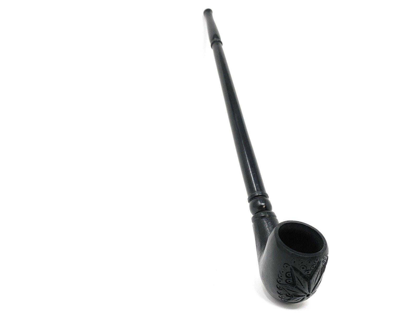 Matchpipe Handcrafted Black Maple Leaf 11 inches Long Churchwarden Tobacco Pipe Pearwood Long stem Deep Bowl - Image 8
